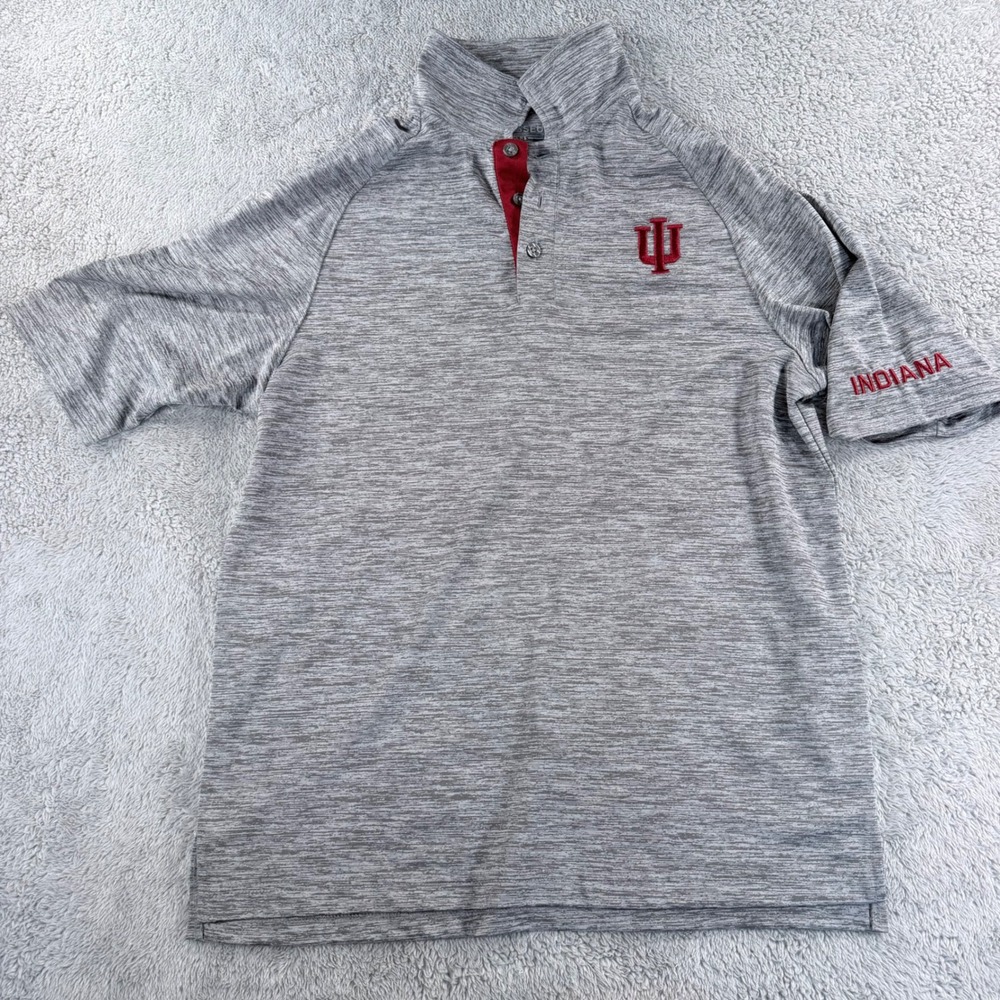 Colosseum Indiana Hoosiers NCAA Performance Polo Mens Small Gray